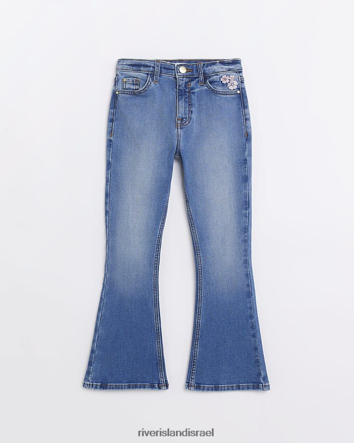לבוש River Island ג'ינס רקום פרחוני מתרחב כְּחוֹל בנות BDZ4086232