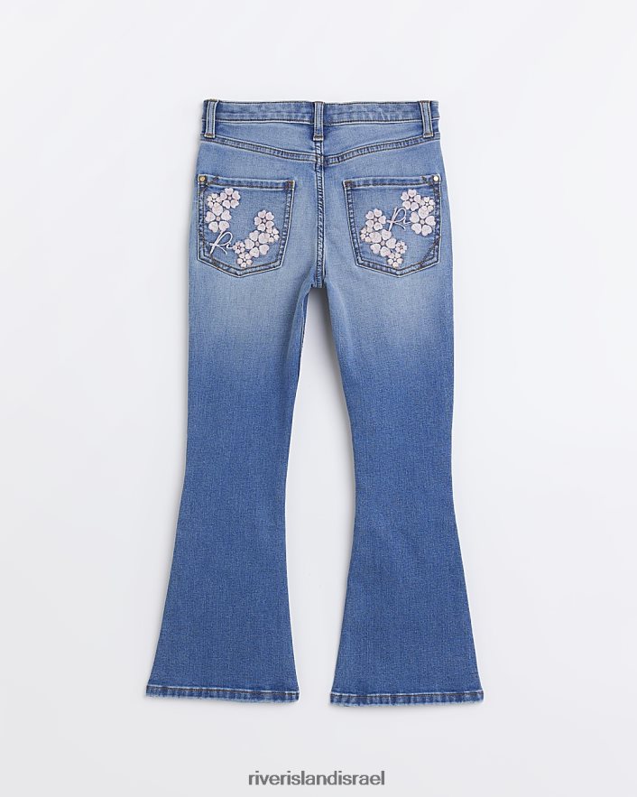 לבוש River Island ג'ינס רקום פרחוני מתרחב כְּחוֹל בנות BDZ4086232