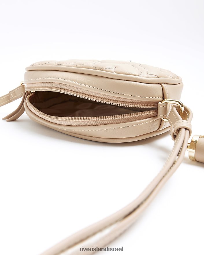 אביזרים River Island תיק קרוס גוף מרופדת לב בז' בנות BDZ4086249