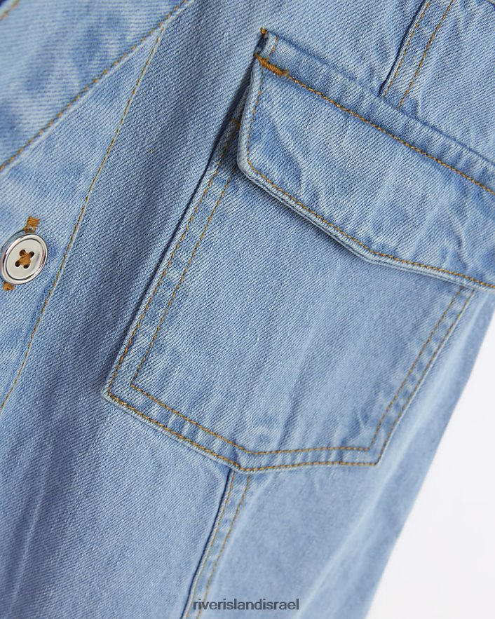 לבוש River Island שמלת חולצה מעוטרת ג'ינס כְּחוֹל בנות BDZ4086284
