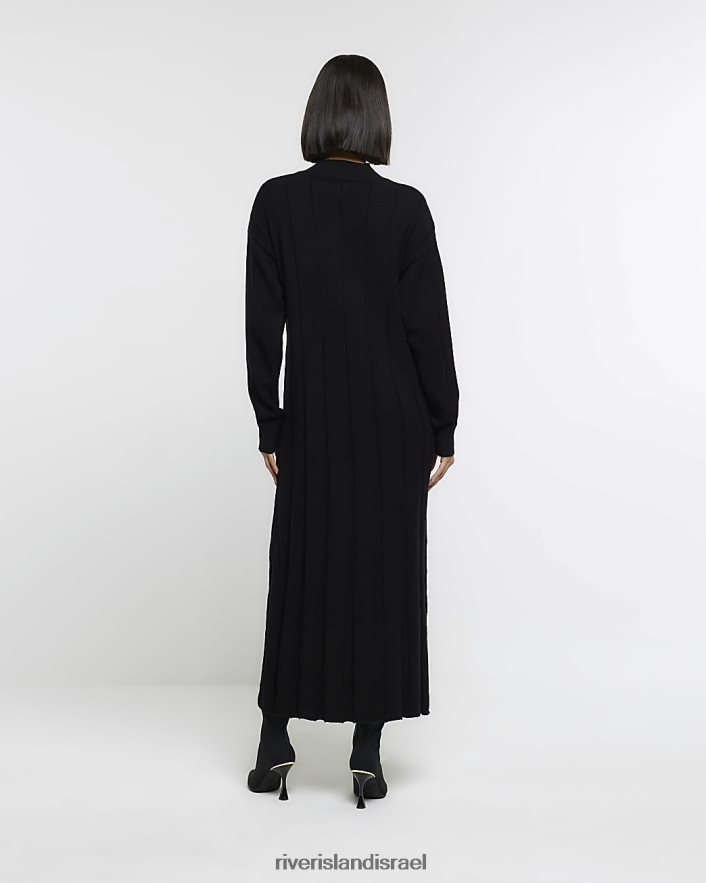 לבוש River Island שמלת מקסי מגשר עם צווארון גבוה שָׁחוֹר נשים BDZ40862