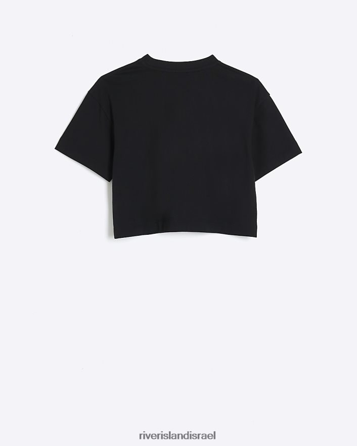 לבוש River Island חולצת טריקו גרפית בגזרה גרפית שָׁחוֹר בנות BDZ4086313