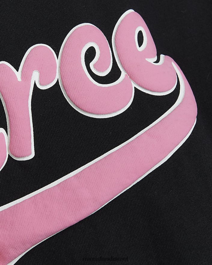 לבוש River Island חולצת טריקו גרפית בגזרה גרפית שָׁחוֹר בנות BDZ4086313