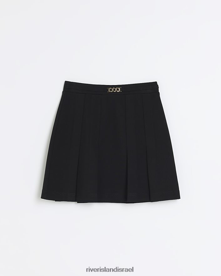 לבוש River Island חצאית קפלים חגורה שָׁחוֹר בנות BDZ4086315
