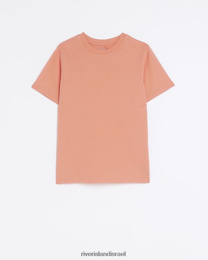 לבוש River Island חולצת טריקו פשוטה עם שרוולים קצרים אלמוג בנות BDZ4086325