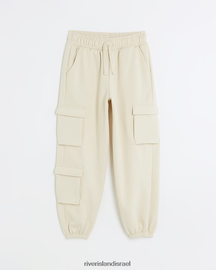לבוש River Island מכנסי מטען ג'רזי בז' בנות BDZ4086344