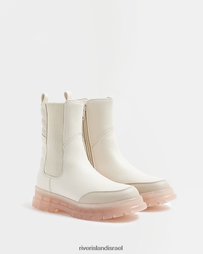 הַנעָלָה River Island מגפי סוליה מרופדים ורוד שמנת בנות BDZ4086369