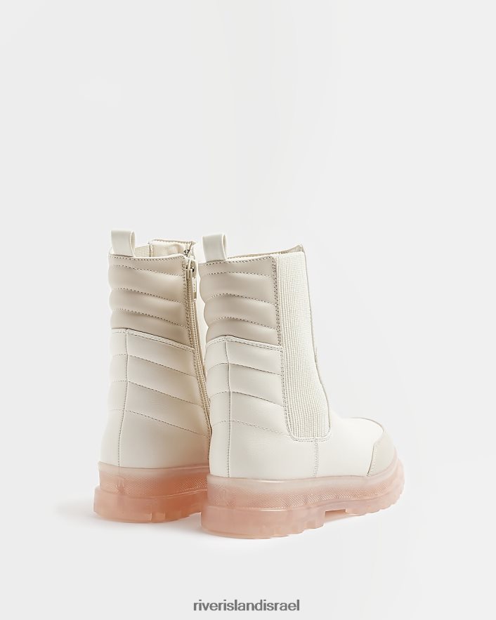 הַנעָלָה River Island מגפי סוליה מרופדים ורוד שמנת בנות BDZ4086369