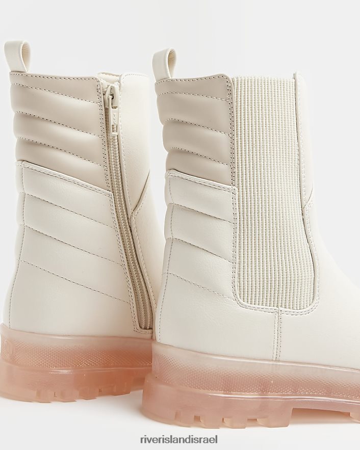 הַנעָלָה River Island מגפי סוליה מרופדים ורוד שמנת בנות BDZ4086369