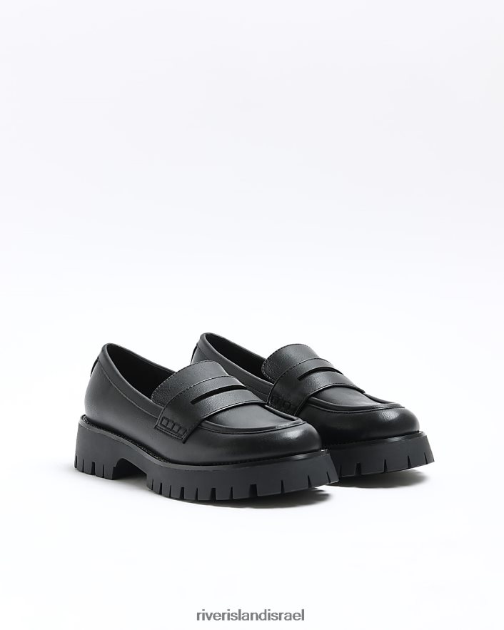 הַנעָלָה River Island נעלי לואפס שמנמנות עם עיטור יהלומים שָׁחוֹר נשים BDZ408638