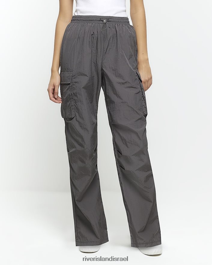 לבוש River Island מכנסי מצנח מטען עם רגל ישרה בז' נשים BDZ408639