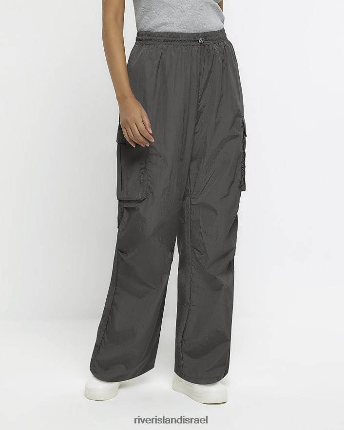 לבוש River Island מכנסי מצנח ישרים אפור נשים BDZ408640