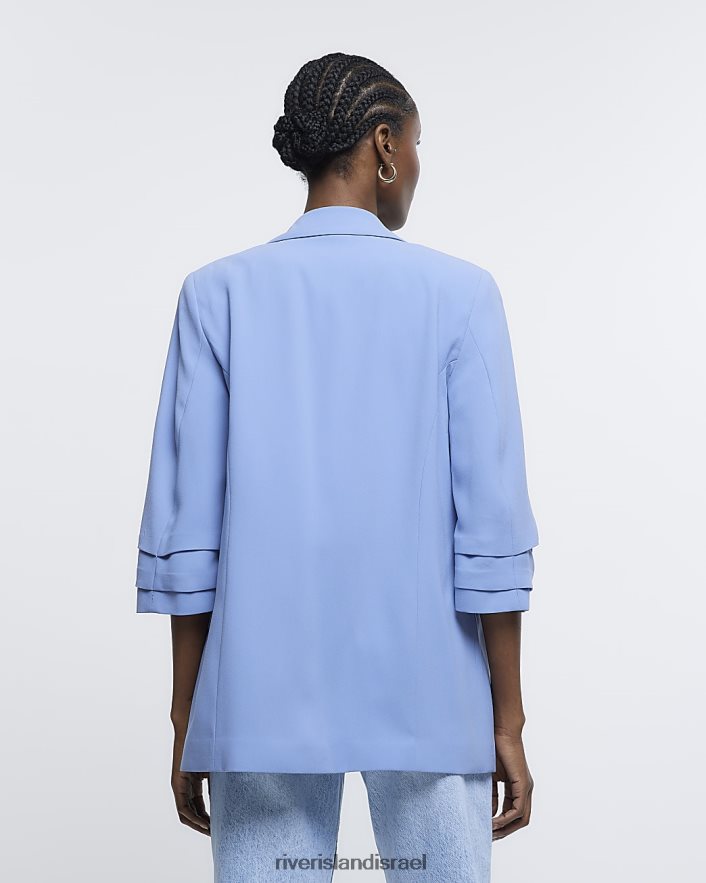 לבוש River Island בלייזר עם שרוולים מרופטים כְּחוֹל נשים BDZ408642