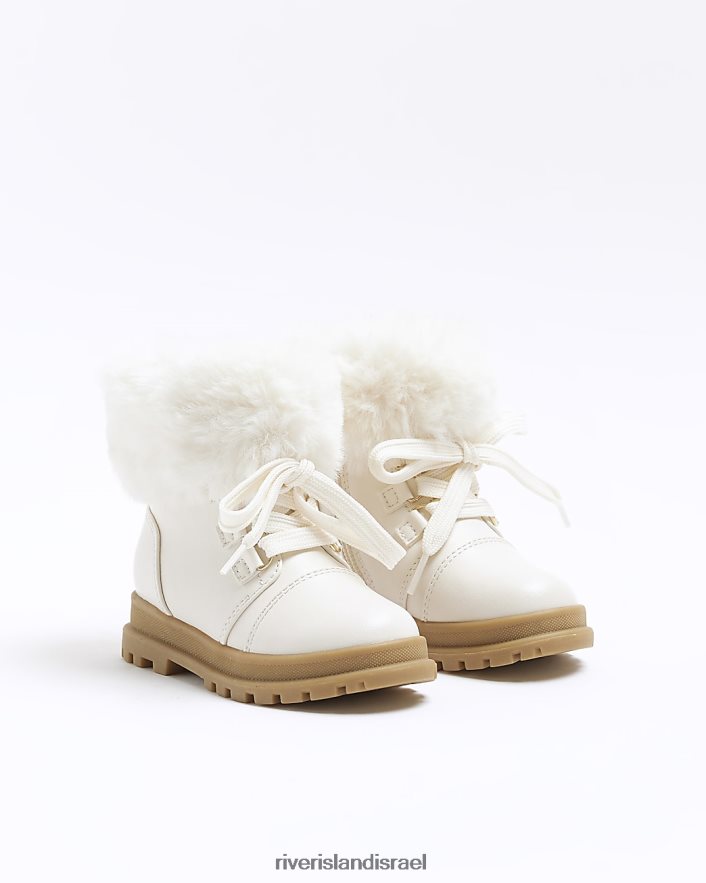 הַנעָלָה River Island מגפי מטיילים עם עיטור פרווה מלאכותית קרם בנות BDZ4086522