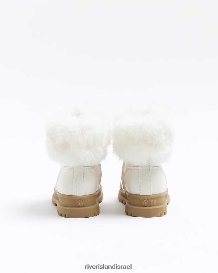 הַנעָלָה River Island מגפי מטיילים עם עיטור פרווה מלאכותית קרם בנות BDZ4086522