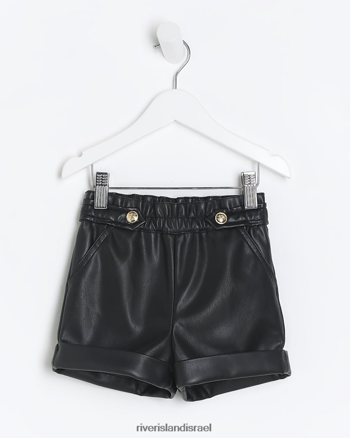 לבוש River Island מכנסיים קצרים מעור מלאכותי שָׁחוֹר בנות BDZ4086524