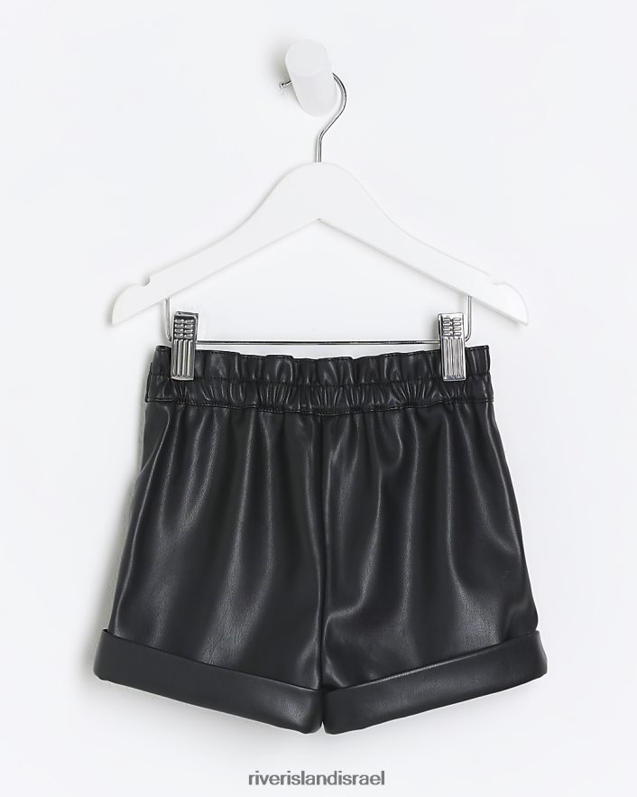 לבוש River Island מכנסיים קצרים מעור מלאכותי שָׁחוֹר בנות BDZ4086524