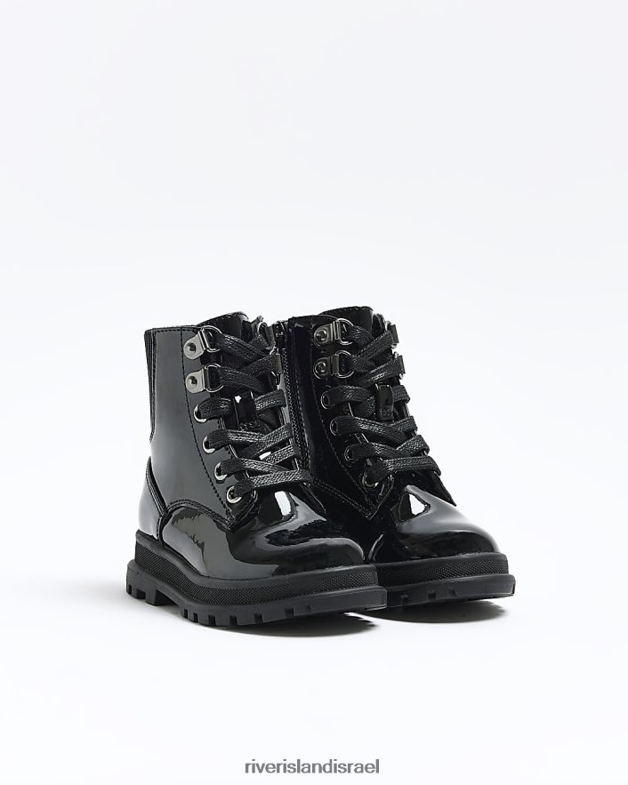 הַנעָלָה River Island מגפי פטנט מגפי מטיילים שָׁחוֹר בנות BDZ4086525
