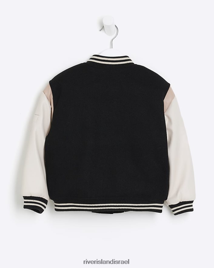 לבוש River Island מעיל מחבלים של אוניברסיטת מג שָׁחוֹר בנות BDZ4086528