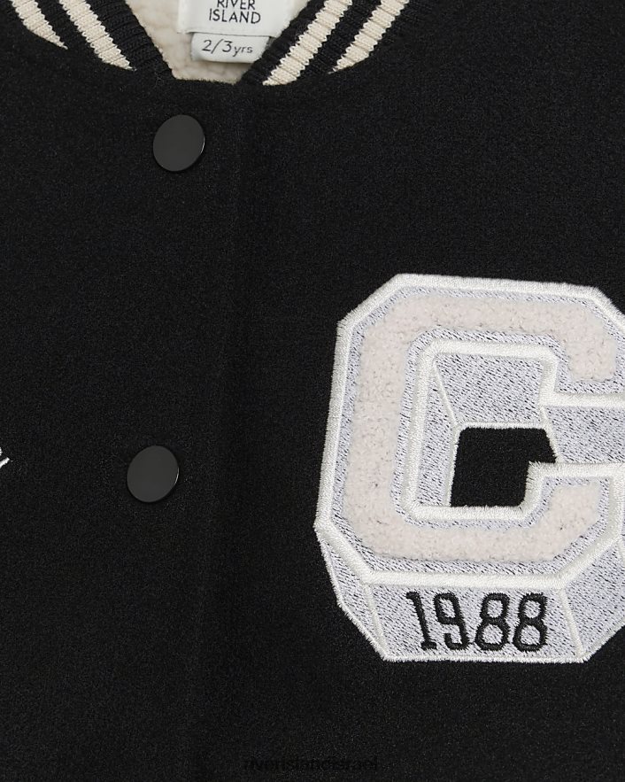 לבוש River Island מעיל מחבלים של אוניברסיטת מג שָׁחוֹר בנות BDZ4086528