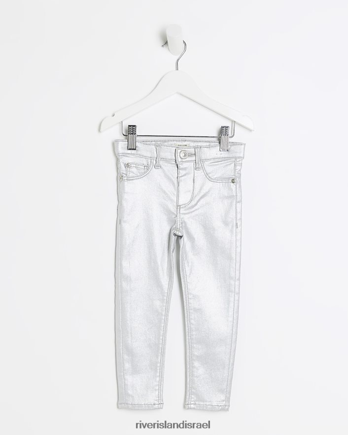לבוש River Island ג'ינס סקיני מולי מצופה מ"ג כסף בנות BDZ4086536