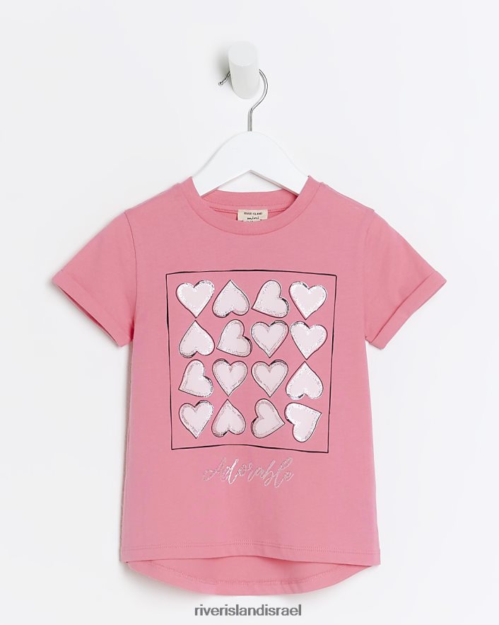 לבוש River Island חולצת טי קופסא לב מ"ג וָרוֹד בנות BDZ4086554