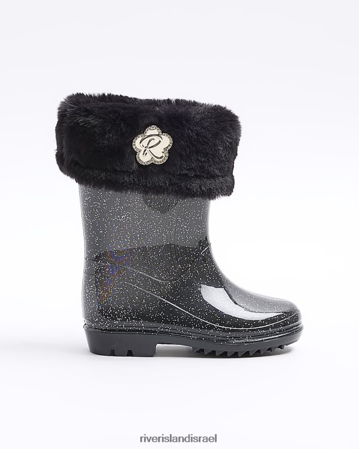 הַנעָלָה River Island מגפי גליטר גליטר שָׁחוֹר בנות BDZ4086565