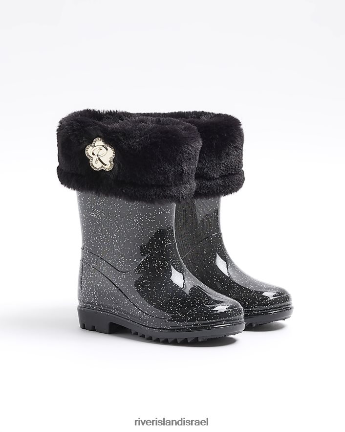 הַנעָלָה River Island מגפי גליטר גליטר שָׁחוֹר בנות BDZ4086565