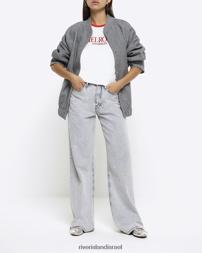 לבוש River Island חולצה גרפית לבן נשים BDZ408657