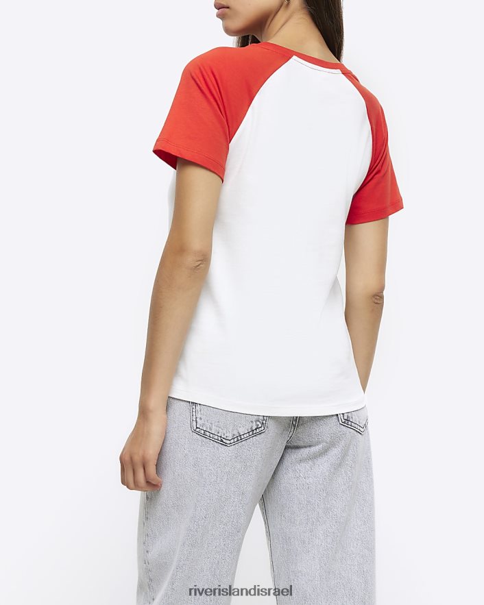 לבוש River Island חולצה גרפית לבן נשים BDZ408657