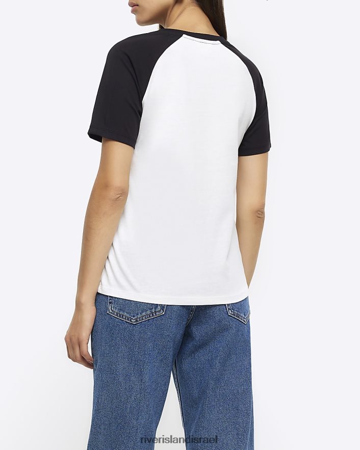 לבוש River Island חולצה גרפית לבן נשים BDZ408658