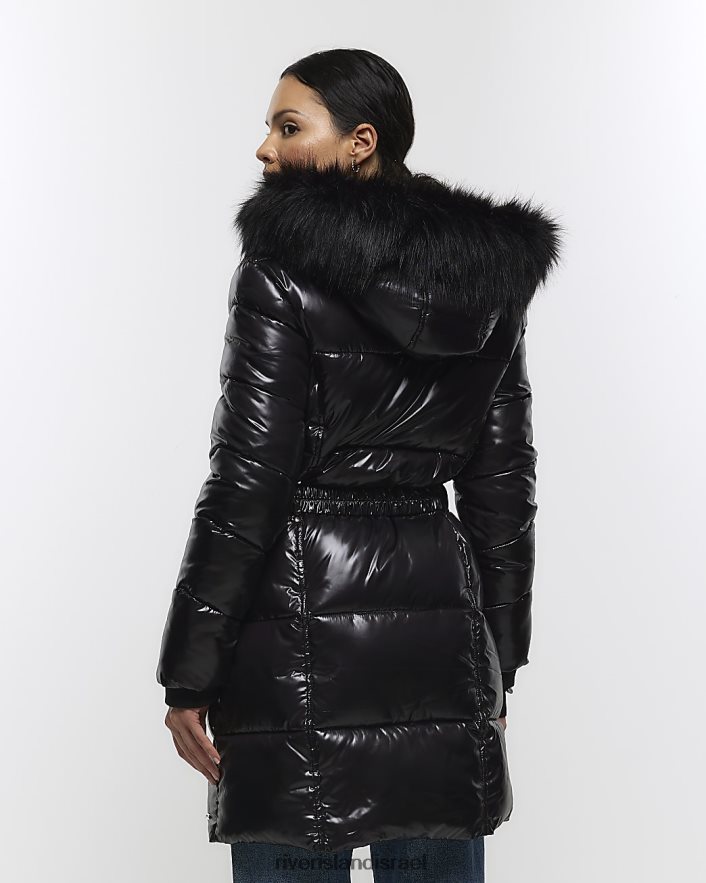 לבוש River Island ז'קט מרופד מצויד שָׁחוֹר נשים BDZ40865