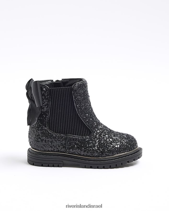 הַנעָלָה River Island מגפי צ'לסי נצנצים שָׁחוֹר בנות BDZ4086602