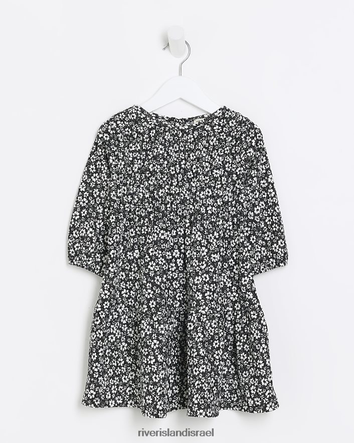 לבוש River Island שמלה פרחונית מטורפת שָׁחוֹר בנות BDZ4086635