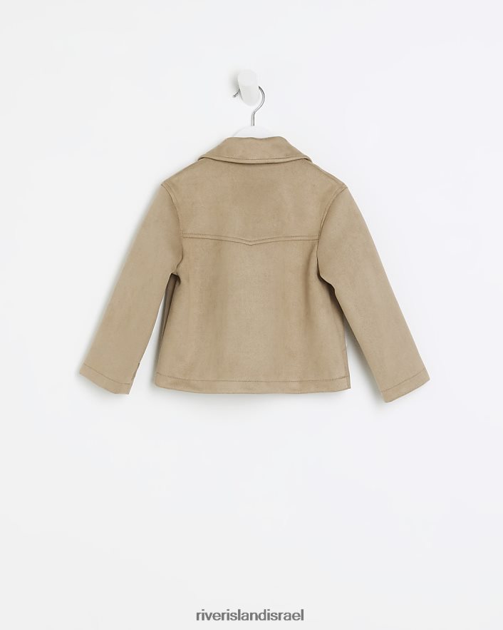 לבוש River Island מעיל אופנוענים זמש בז' בנות BDZ4086657