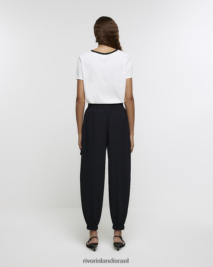 לבוש River Island מכנסי מטען אלסטיים שָׁחוֹר נשים BDZ408671