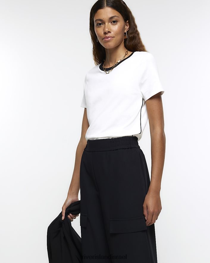 לבוש River Island מכנסי מטען אלסטיים שָׁחוֹר נשים BDZ408671