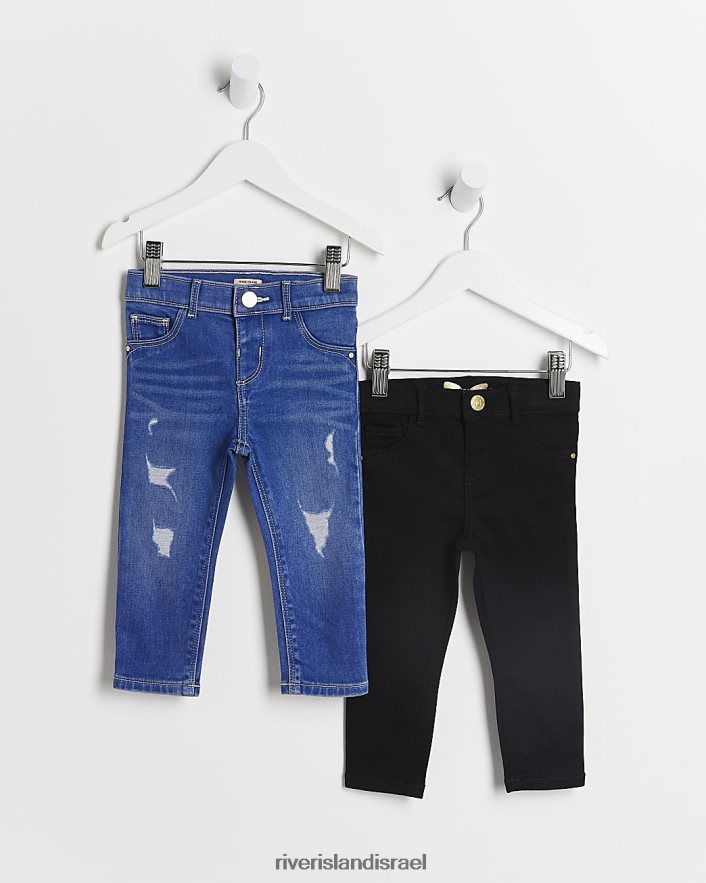 לבוש River Island מ"ג מולי סקיני ג'ינס שחור/כחול בנות BDZ4086720
