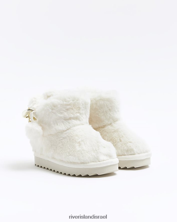 הַנעָלָה River Island נעלי בית מג' פרווה מלאכותית קרם בנות BDZ4086728