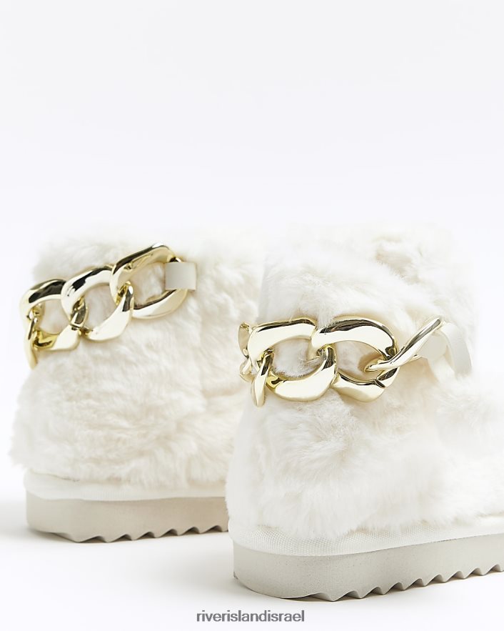 הַנעָלָה River Island נעלי בית מג' פרווה מלאכותית קרם בנות BDZ4086728