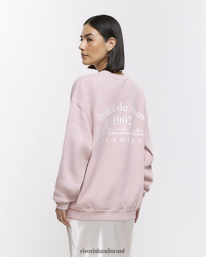 לבוש River Island סווטשירט גרפי אוברסייז וָרוֹד נשים BDZ408673