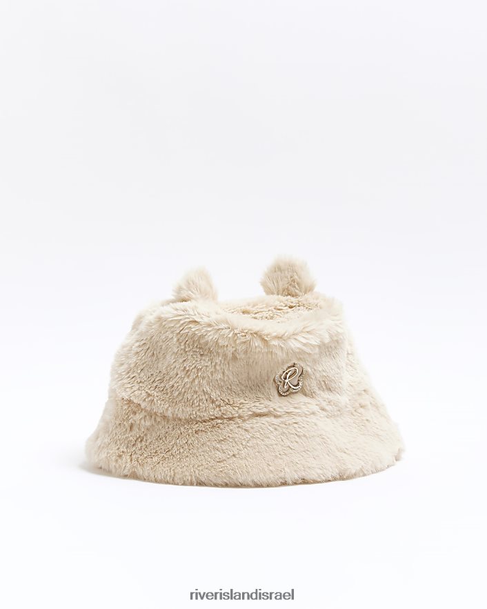 אביזרים River Island מג כובע דלי פרווה מלאכותית בז' בנות BDZ4086760