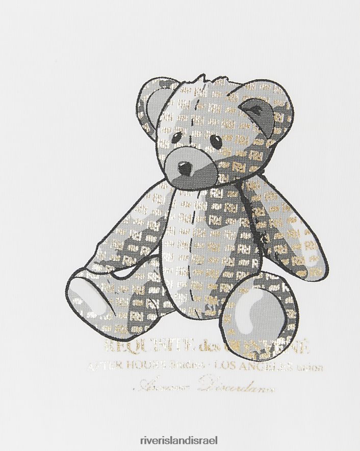 לבוש River Island חולצת טריקו בהדפס דוב לבן בנים BDZ4086795