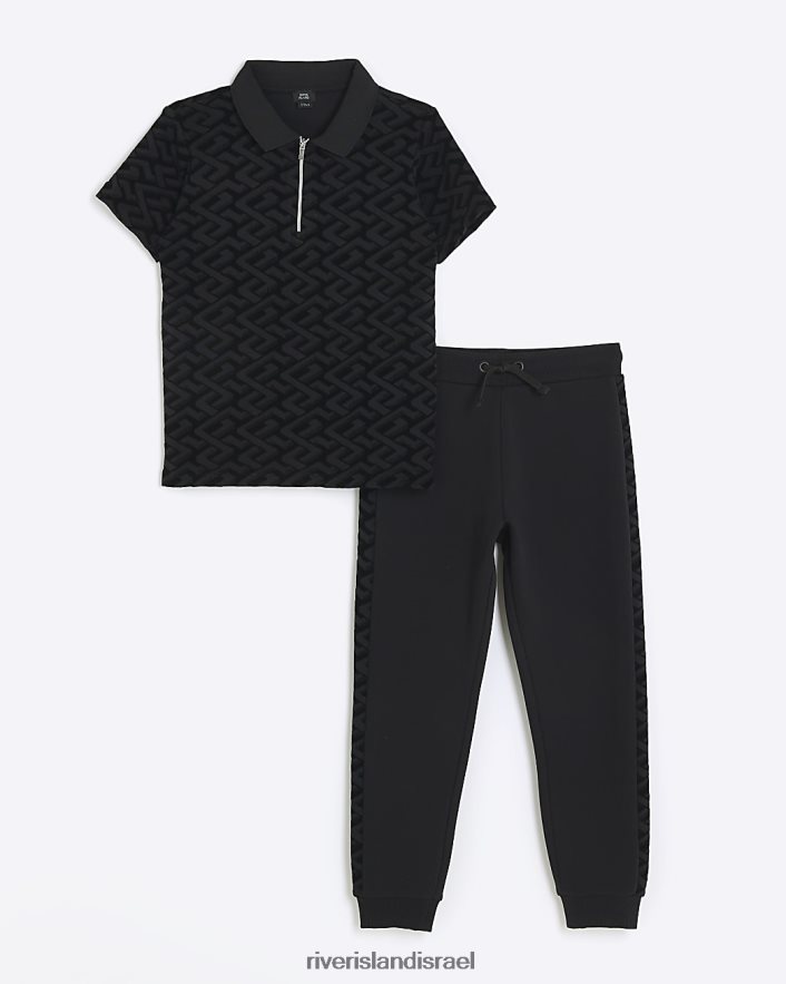 לבוש River Island ערכת פולו וג'וגרס נהירה שָׁחוֹר בנים BDZ4086809