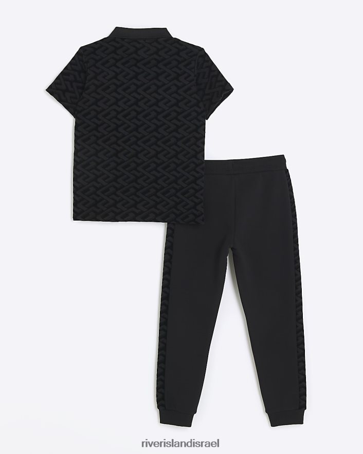 לבוש River Island ערכת פולו וג'וגרס נהירה שָׁחוֹר בנים BDZ4086809
