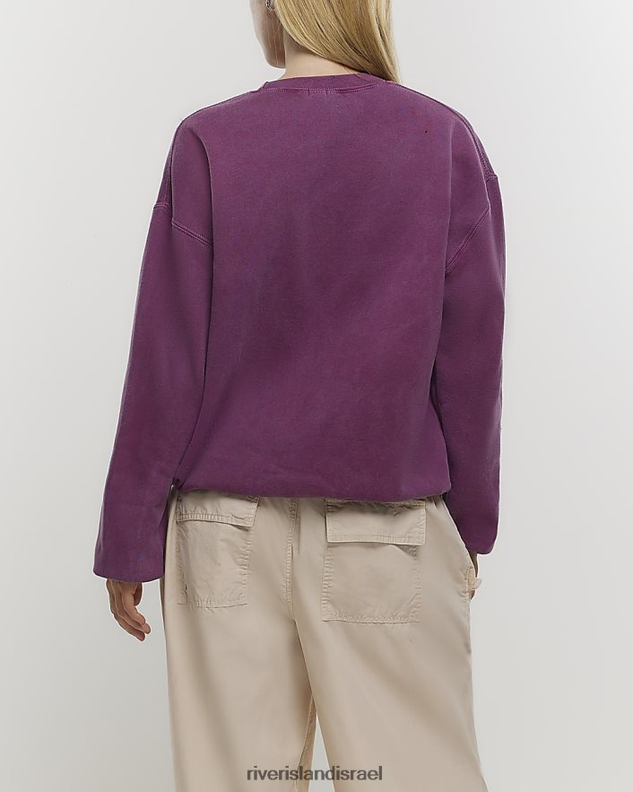 לבוש River Island סווטשירט בהדפס גרפי סָגוֹל נשים BDZ408680
