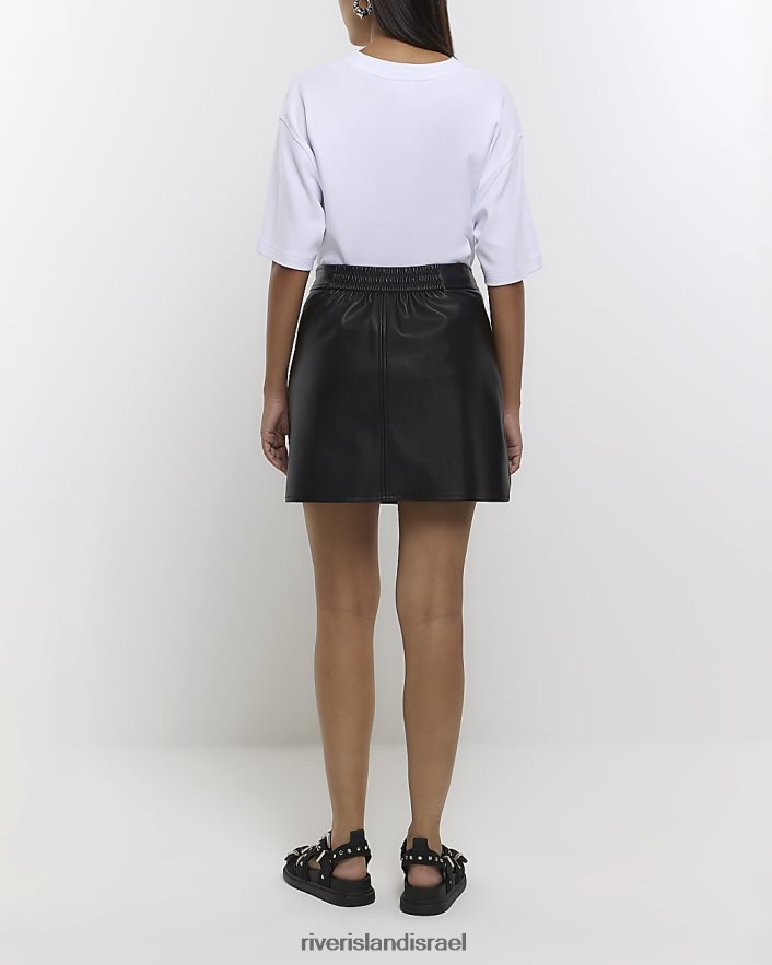 לבוש River Island חצאית מיני מעור מלאכותי שָׁחוֹר נשים BDZ408685