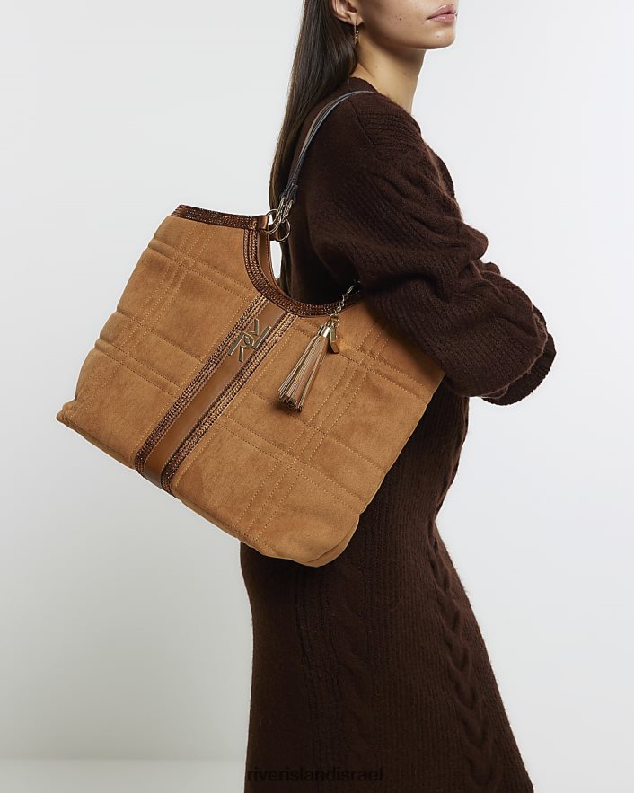 אביזרים River Island תיק קניות מרופד זמש חום נשים BDZ408689