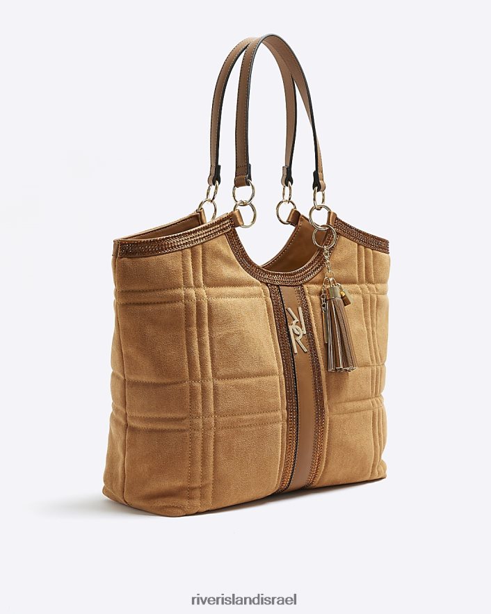 אביזרים River Island תיק קניות מרופד זמש חום נשים BDZ408689