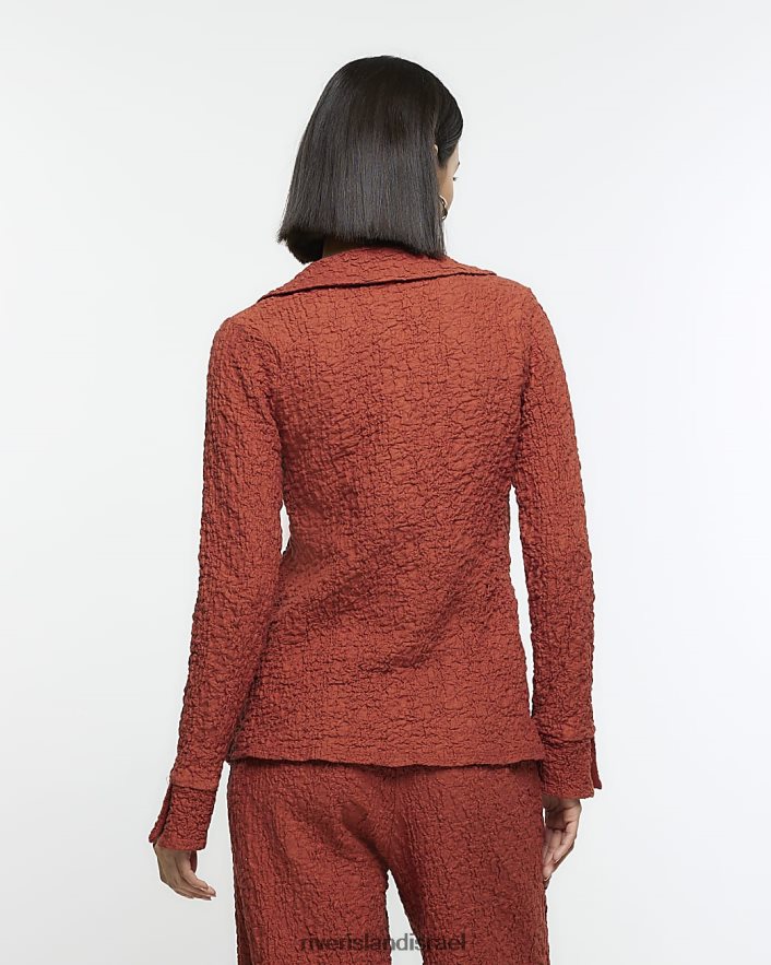 לבוש River Island חולצה עם שרוולים ארוכים עם מרקם חֲלוּדָה נשים BDZ408691